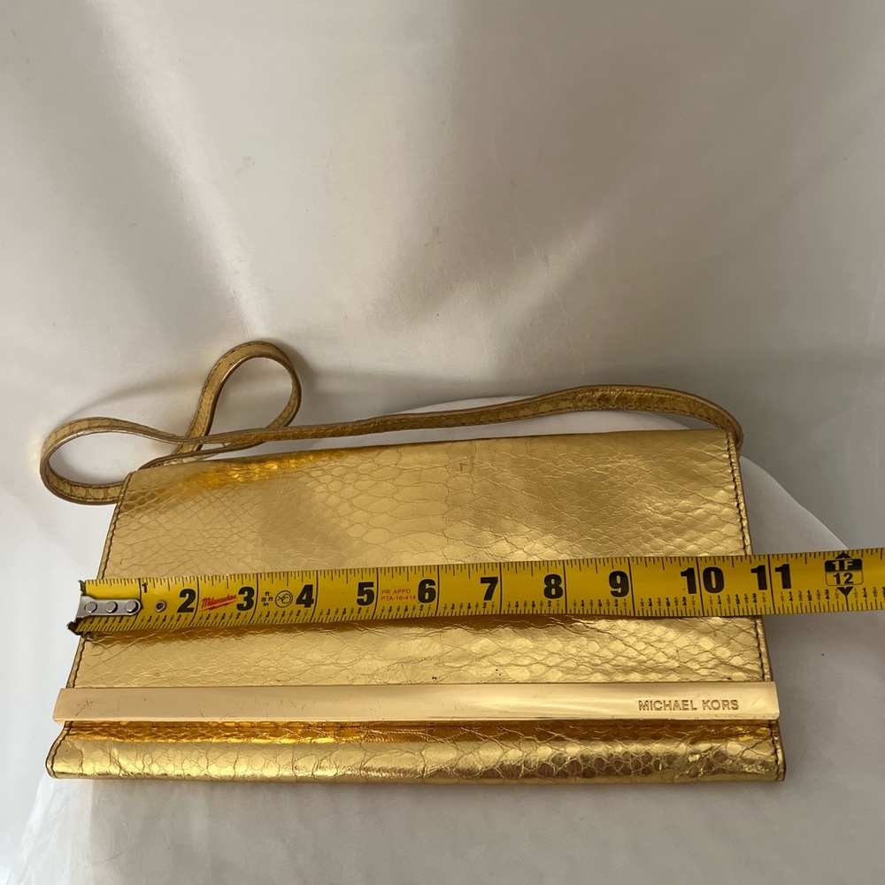 Michael Kors Metallic Gold Python Effect Leather … - image 6